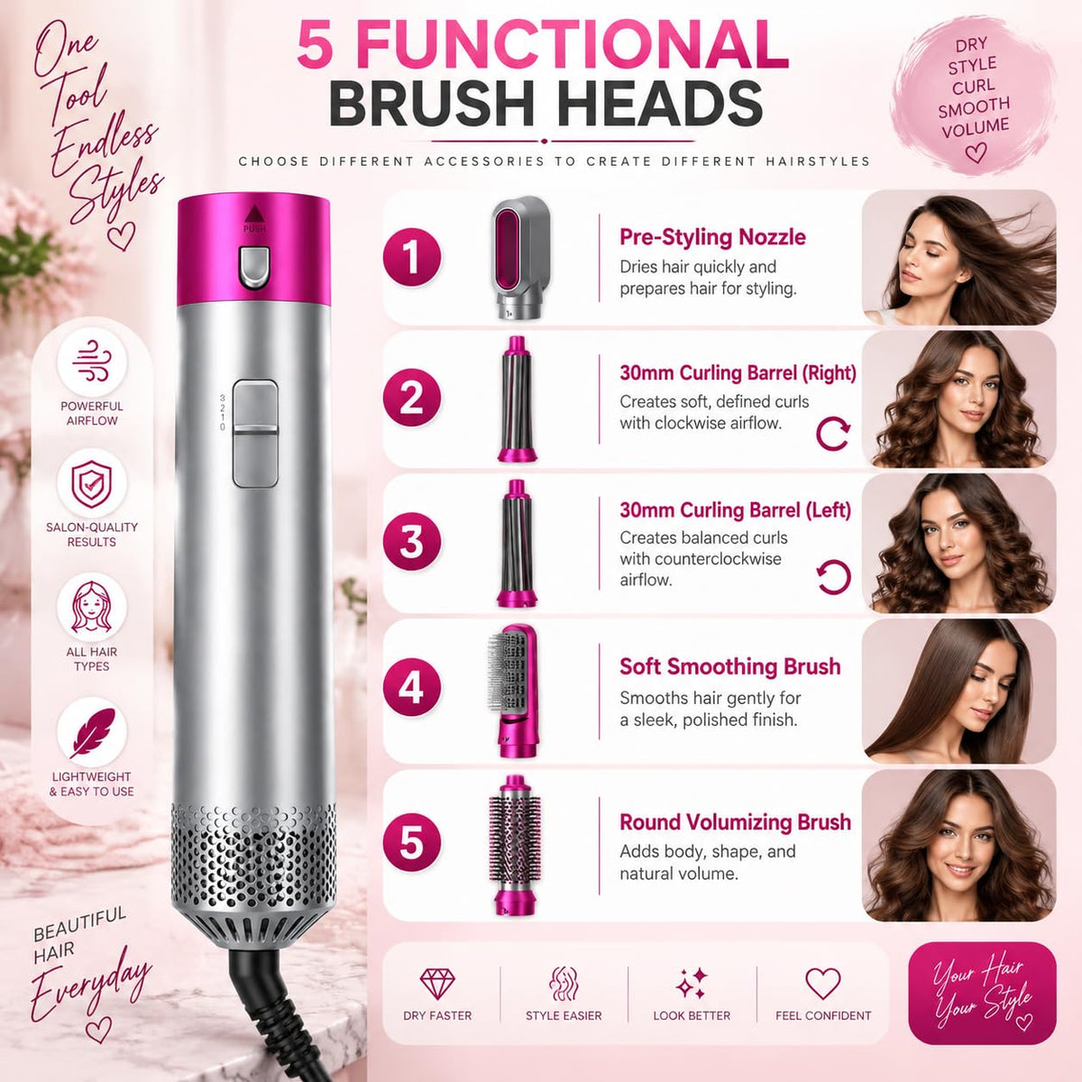 5 in 1 Hot Air Hair Styler & Volumizing Brush